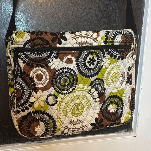 Vera Bradley Cocoa Moss Stylish Floral Shoulder Bag - Multicolor Green/Brown - Picture 8 of 9